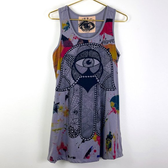 Mirror Cotton Tank Dress with Hamsa Hand Design - Picture 1 of 8